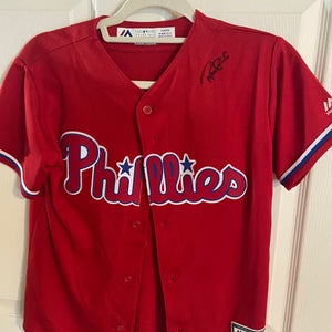 Maikel Franco (SIGNED JERSEY by ZACH EFLIN) Red Used Youth Medium Boys Nike Jersey