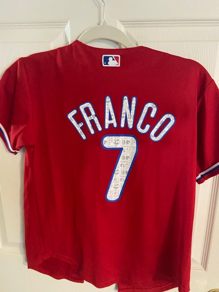 Maikel Franco (SIGNED JERSEY by ZACH EFLIN) Red Used Youth Medium Boys Nike Jersey