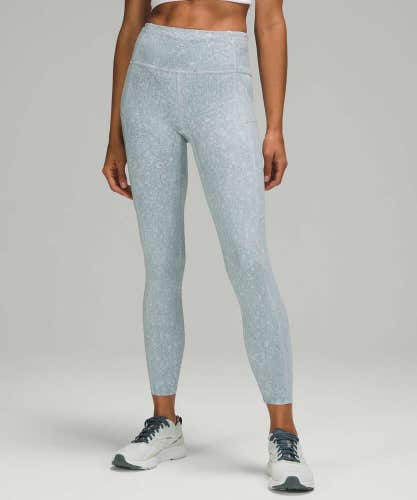 Lululemon Fast Free Tight 25" *Nulux City Grit White Blue Women's Size 0 Legging