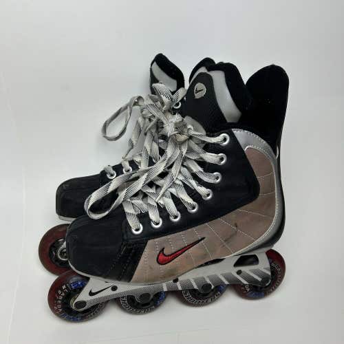 Nike Air Quest Gator Hockey Inline Skates Roller Blades Silver Black Sz 4 EE