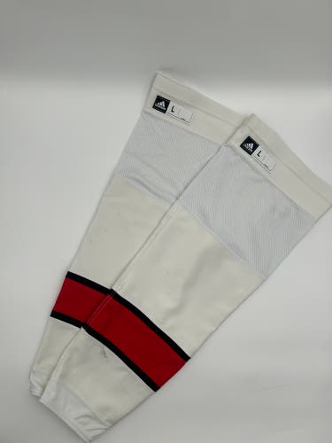 Carolina Hurricanes White Game Used Senior Adidas Pro Stock Socks