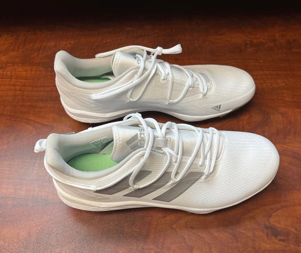 Adidas Adizero Afterburner 8 White Silver Baseball Cleats H00971 Men's Size 11.5