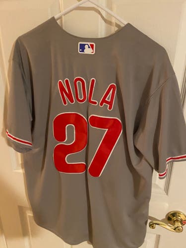 Aaron Nola,Gray Used Adult Small Men's Nike Jersey