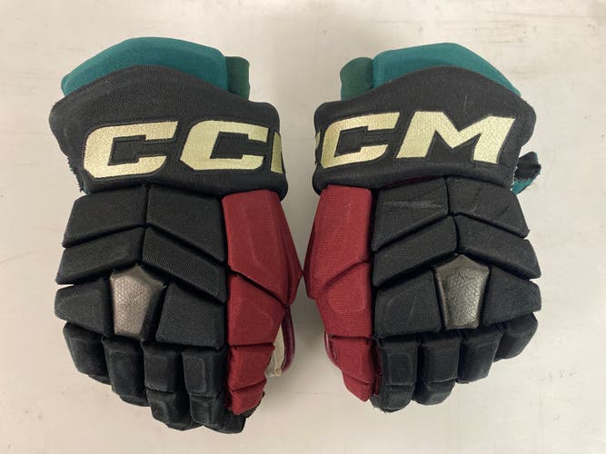 CCM HGTK Tacks Pro Stock Hockey Gloves 14" Black COYOTES Modified 71104