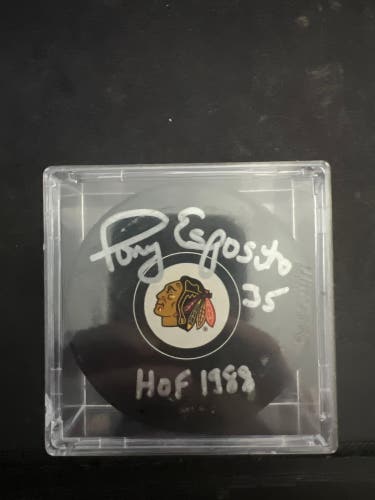 Tony Esposito Autographed HOF Puck