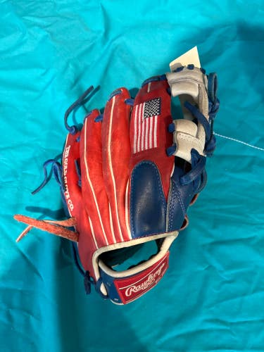 Blue Used Kid Pitch (9YO-13YO) Rawlings Heart of the Hide Right Hand Throw Outfield Baseball Glove 1