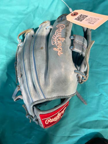 Blue Used Kid Pitch (9YO-13YO) Rawlings Heart of the Hide Right Hand Throw Outfield Baseball Glove 1