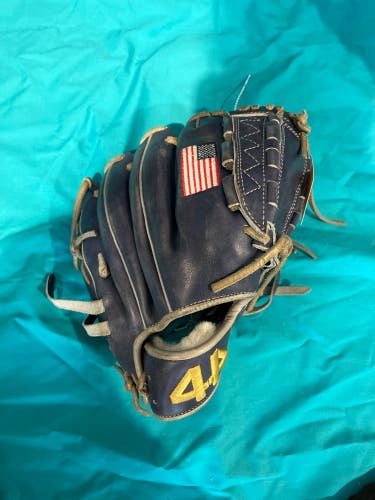 Blue Used Kid Pitch (9YO-13YO) 44 Pro Right Hand Throw Pitcher's Baseball Glove 11.5"