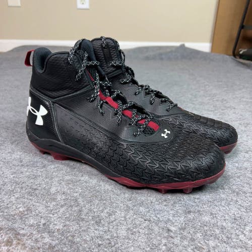 Under Armour Mens Football Cleat 15 Black Maroon Shoe Spine Hammer Mid Sports