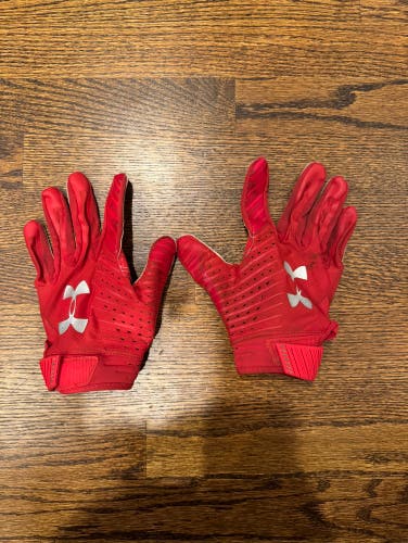 Large Red Under Armor Football Gloves