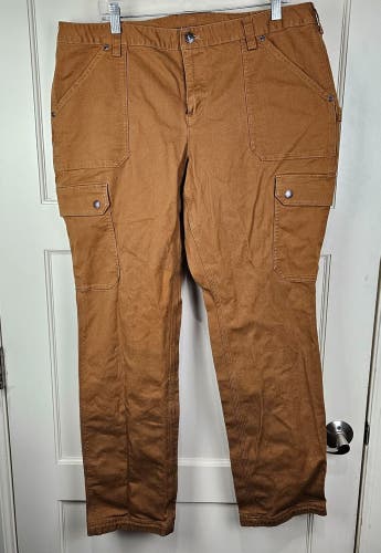 Duluth Trading Curvesetter Waistband Women's Size 18 x 33 Brown Cargo Work Pants