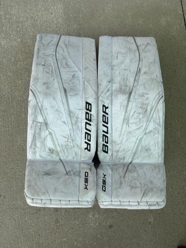 White Used 31" +1 Intermediate Bauer GSX Goalie Leg Pads