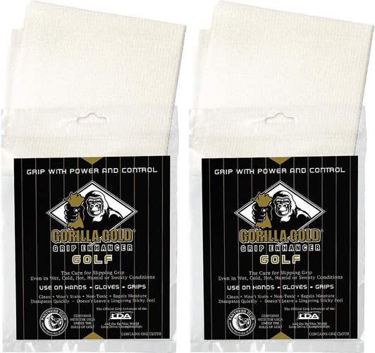 Gorilla Gold Golf Grip Enhancer - Non-Toxic Reusable Hand Towel - 2 PACK