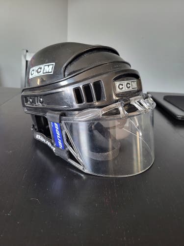 Used senior Medium large  CCM Helmet with half clear visor
