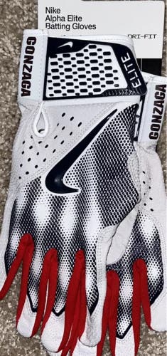 NEW Nike Alpha Elite GONZAGA BULLDOGS NCAA Baseball Batting Gloves Men’s LARGE L Red and Navy Jordan