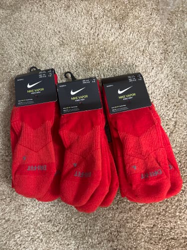 3 Pairs Of New Nike Vapor Baseball Socks Size Medium