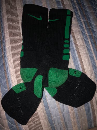 Green/Black Used Large Nike Elite Socks