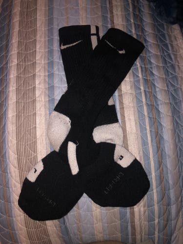 Black/White Used Large Nike Elite Socks