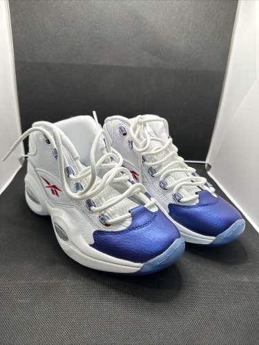 Reebok Question Mid GX0227 Sneakers Men's US 7.5 White Blue Leather Lace Up Z240