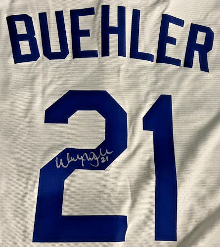 Walker Buehler Signed Nike Dodgers Replica Jersey Autographed With Candy MLB COA