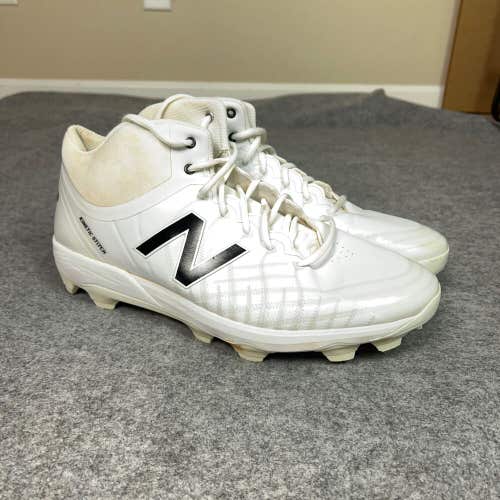 New Balance Mens Baseball Cleats 16 White Black Shoe Molded Softball Sports Logo