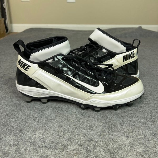 Nike Mens Football Cleats 15 Black White Shoe Lacrosse Air Zoom Super Bad TD