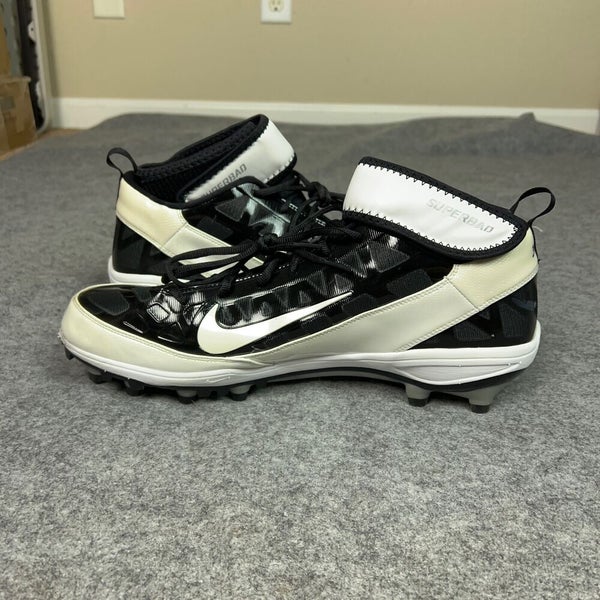 Nike Mens Football Cleats 15 Black White Shoe Lacrosse Air Zoom Super Bad TD