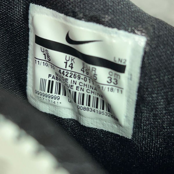 Nike Mens Football Cleats 15 Black White Shoe Lacrosse Air Zoom Super Bad TD