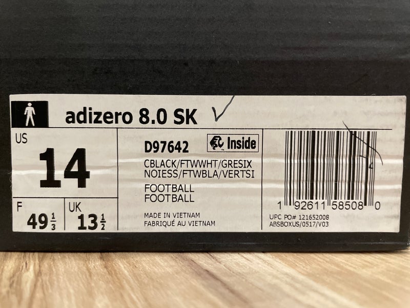 New Black Adizero 8.0 SK Cleats (Size 14 - D97642)
