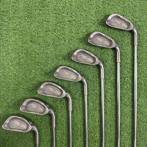 Ping Zing Iron Set 3-9 Orange Dot Karsten JZ Stiff Flex Steel Matching Serial #s