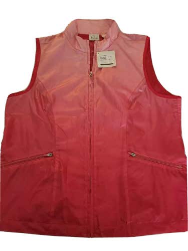 EP Pro Womens Tropicana 6440ZD Size L Strawberry Ombre Full Zip Golf Vest NWT