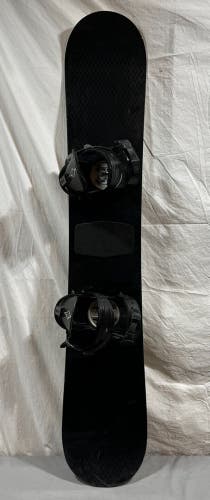 Vintage GNU 160cm Twin-Tip All-Mountain Snowboard K2 Bindings Black GREAT