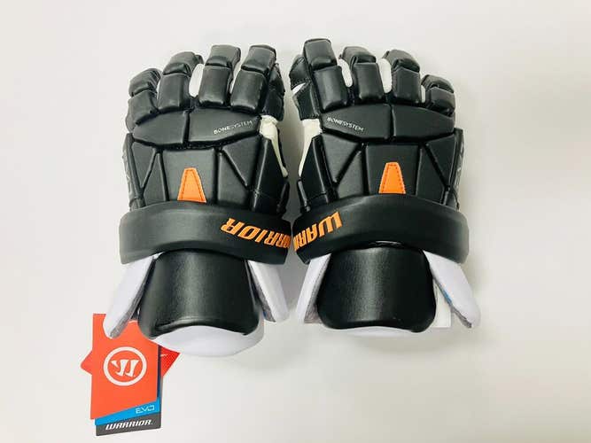 New Warrior Evo Lacrosse Gloves size large 13" black orange mens lax sz player