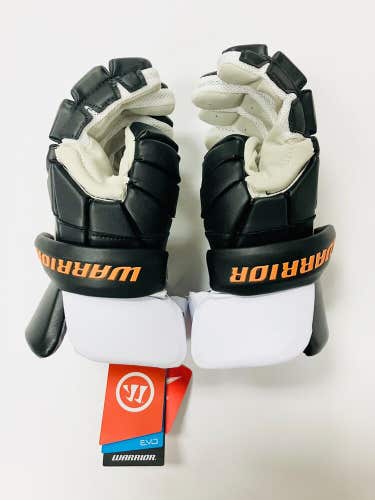 New Warrior Evo Lacrosse Gloves size 12" medium black orange mens lax sz player