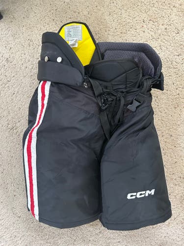 CCM HPTK Tacks Pro Stock Hockey Pants Black Medium +1” Blackhawks / Ice Hogs colors