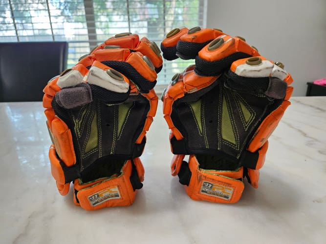 Used Players Club Lacrosse Gloves Superfly 13", Orange Color