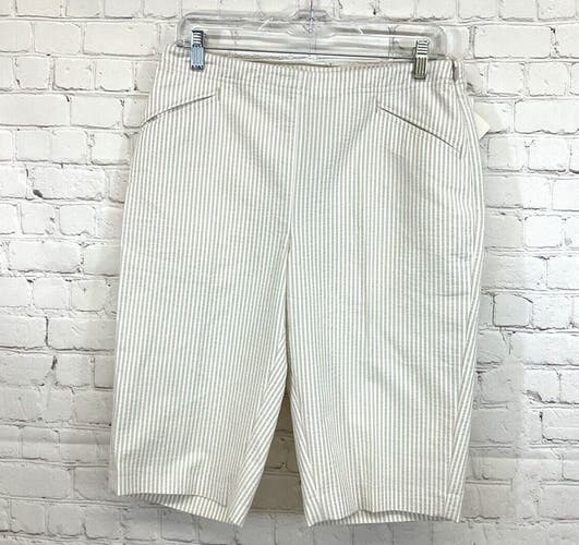 EP Pro Womens 8241XD Stretch Size 8 Beige White Gingham Golf Bermuda Shorts NWT