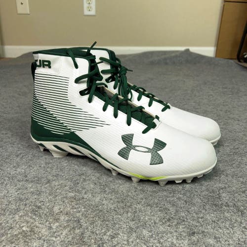 Under Armour Mens Football Cleat 17 White Green Shoe Lacrosse Spine Hammer A3