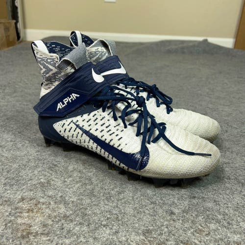 Nike Mens Football Cleat 11.5 White Navy Shoe Lacrosse Alpha Menace Elite 2 Pair