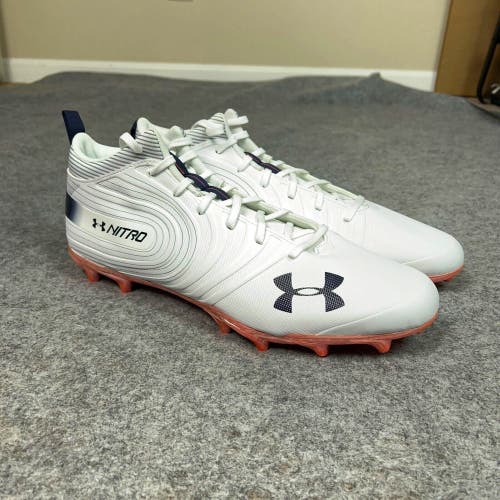 Under Armour Mens Football Cleat 16 White Navy Orange Lacrosse Team Nitro Mid A4