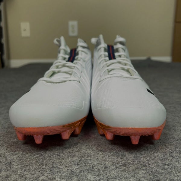 Under Armour Mens Football Cleat 16 White Navy Orange Lacrosse Team Nitro Mid A4