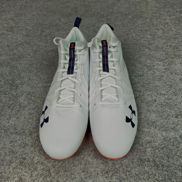 Under Armour Mens Football Cleat 16 White Navy Orange Lacrosse Team Nitro Mid A4