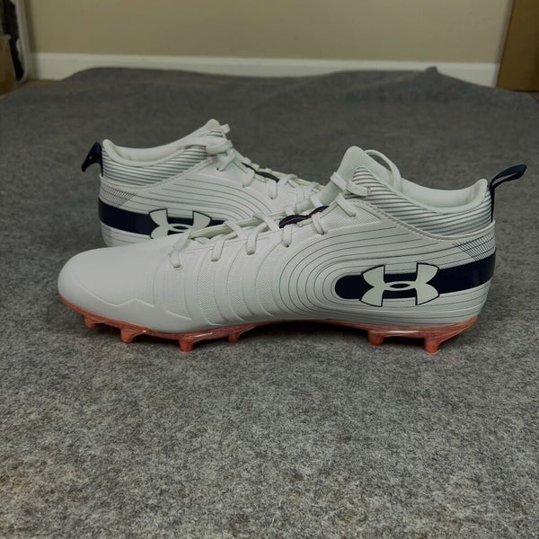 Under Armour Mens Football Cleat 16 White Navy Orange Lacrosse Team Nitro Mid A4