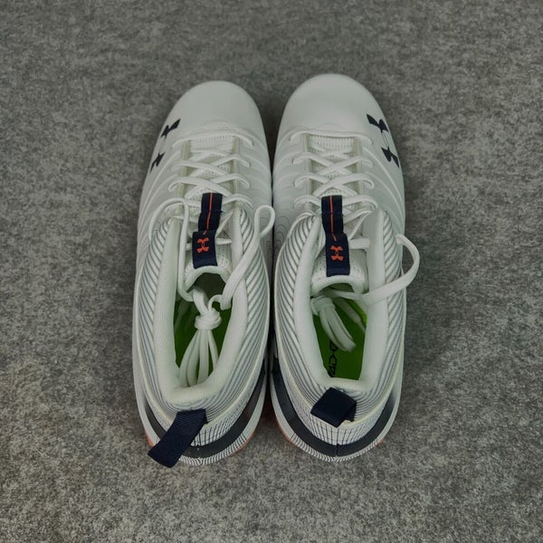 Under Armour Mens Football Cleat 16 White Navy Orange Lacrosse Team Nitro Mid A4