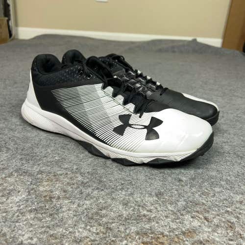 Under Armour Mens Shoe 16 Black White Sneaker Baseball Yard Low Turf Cleat Sport