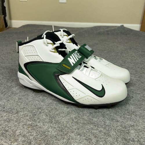 Nike Mens Football Cleats 15 White Green Shoe Lacrosse Zoom Air Lineman Pair