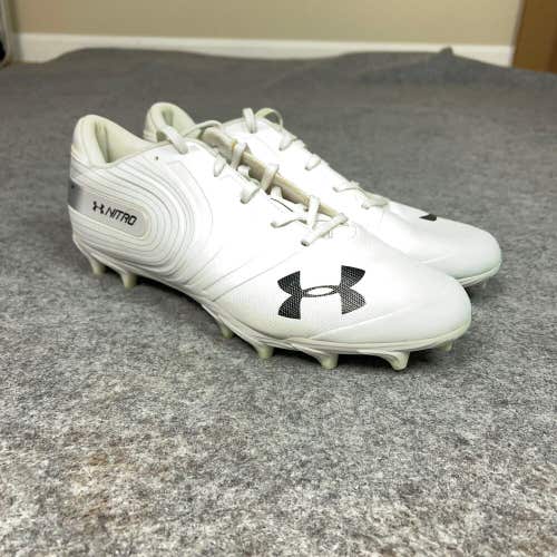 Under Armour Mens Football Cleat 11.5 White Black Shoe Lacrosse Nitro Low Sports