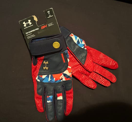 UA UNDER ARMOUR HARPER PRO ADULT BASEBALL BATTING GLOVES, USA Size Medium