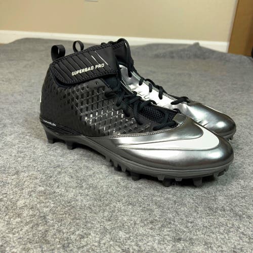 Nike Mens Football Cleat 13.5 Black Gray Shoe Lacrosse Lunar Superbad Pro Sport