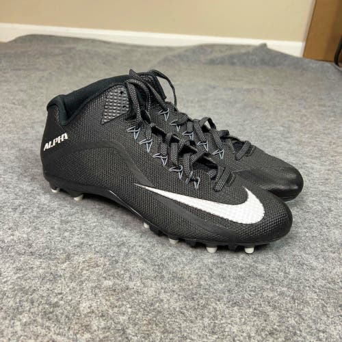 Nike Mens Football Cleats 13 Black White Shoe Lacrosse Alpha Menace Pro 2 3/4 TD